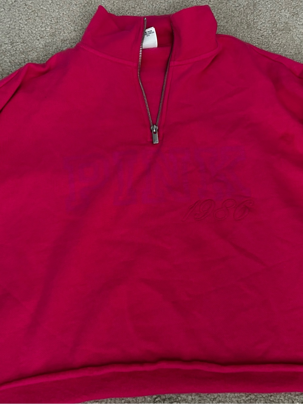 PINK Victoria's Secret Hot Pink Quarter-Zip Sweatshirt